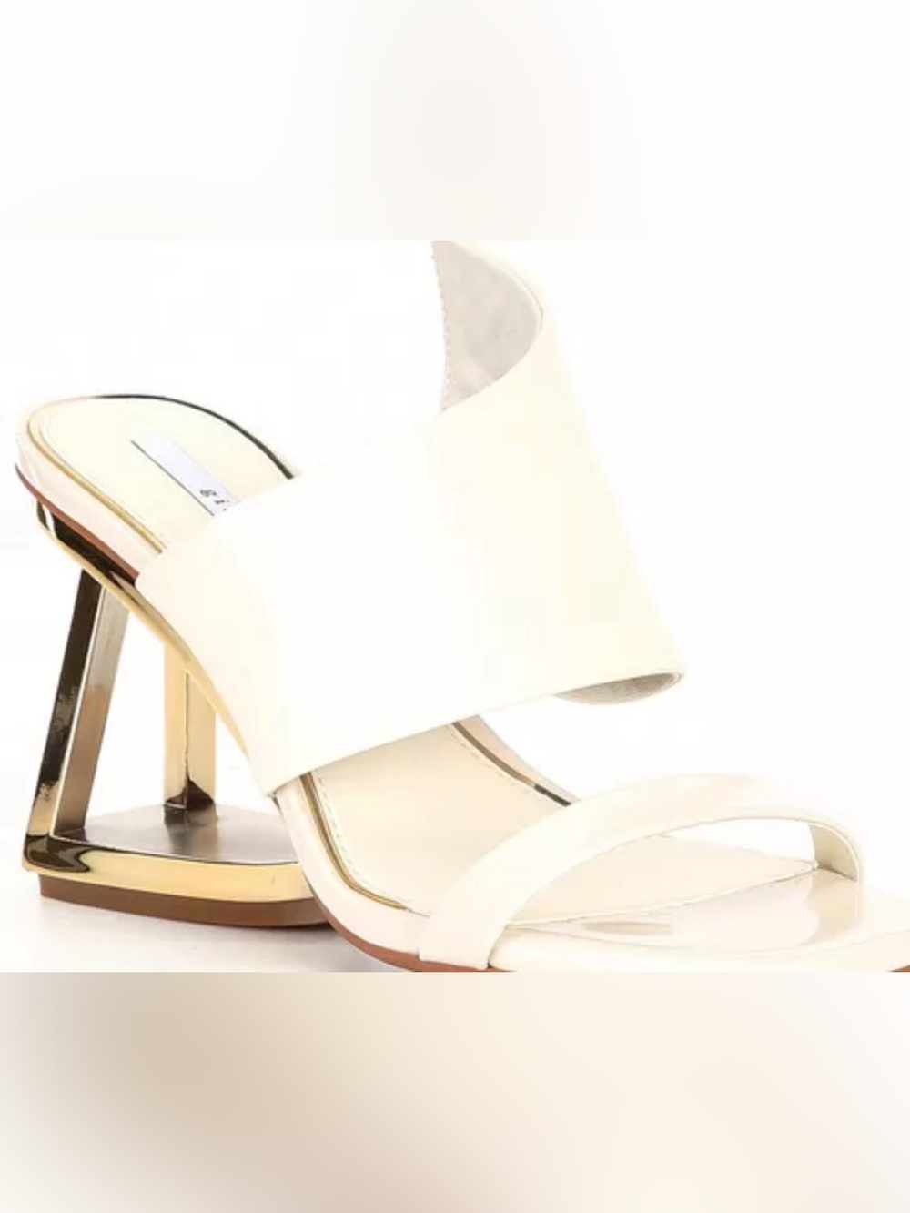 Gianni Bini Cream Open-Toe Metallic Geometric Heel Sandals